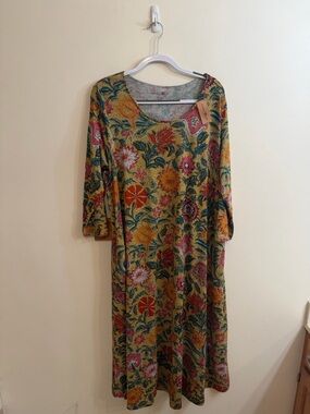 Natural Life Lottie Sweater Knit Maxi Dress Women XL Floral Boho Cottagecore NWT